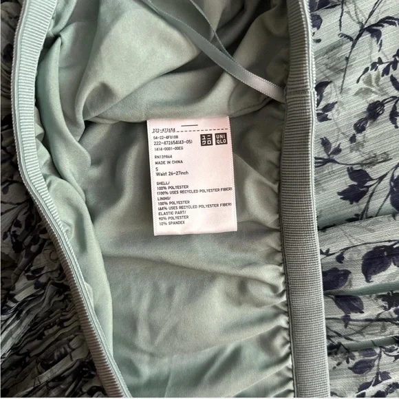 Light green with navy Floral Maxi Skirt - Picture 2 of 3